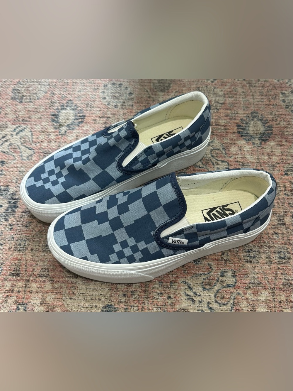 Vans Slip-On Checkerboard in Navy and Light Blue